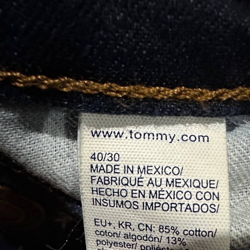 TOMMY HILFIGER Mens Streetwear Slim Straight Dark Blue Jeans 40x30 Brand Quality - Picture 8 of 11